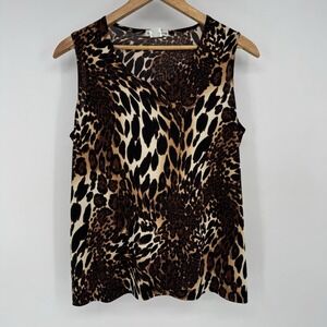 90s‎ Animal Print Tank Top Sleeveless Notations Stretch Women's Size Small